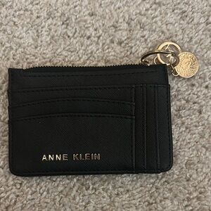 Anne Klein Black Card Wallet with Gold Accents